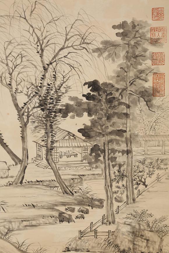 千美會(huì)王翚紙本山水圖畫
