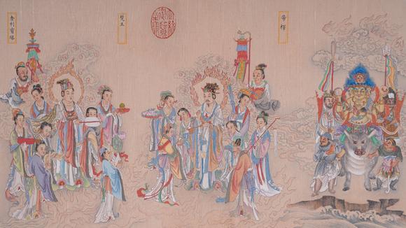 弘楊株式會(huì)社丁觀鵬絹本法界源流圖畫(huà)手卷