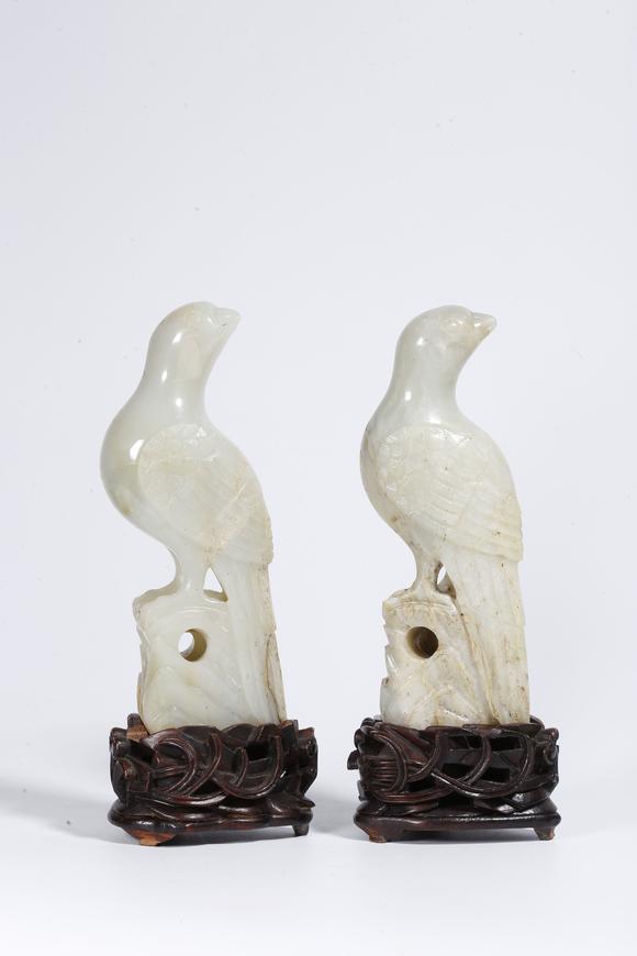 弘楊株式會社和田玉雕鳥形擺件（一對）