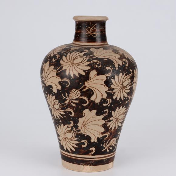 鐮倉美術(shù)明以前 吉州窯花卉紋梅瓶
