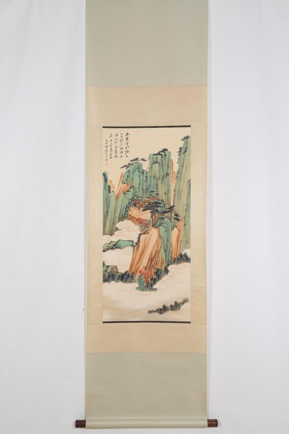 千美會張大千紙本山水圖畫