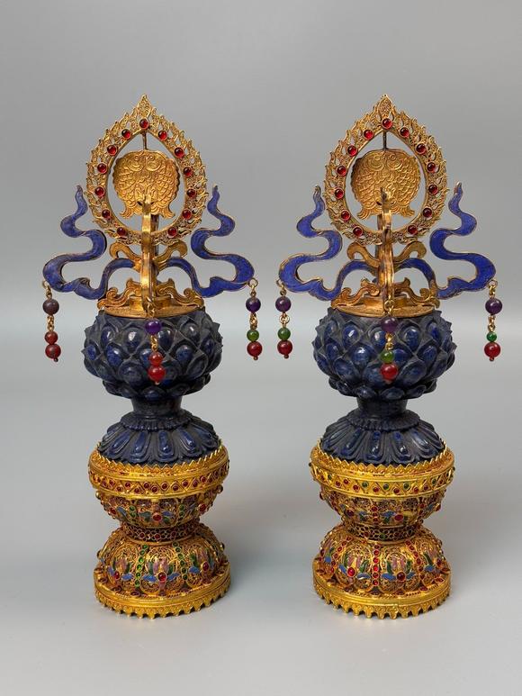 東京蕓術(shù)掐絲青金石藏傳佛教擺件天然青金石可檢測，純