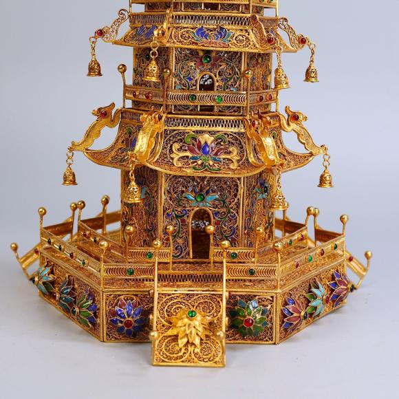 東京蕓術(shù)累絲嵌寶樓閣式佛塔