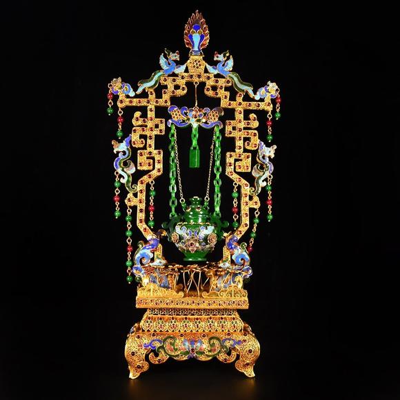 東京蕓術(shù)累絲工藝巴山翠鏈條擺件