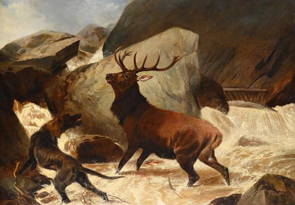 DreweattsRICHARD ANSDELL (BRITISH 1815-1885), STAG AT BAY