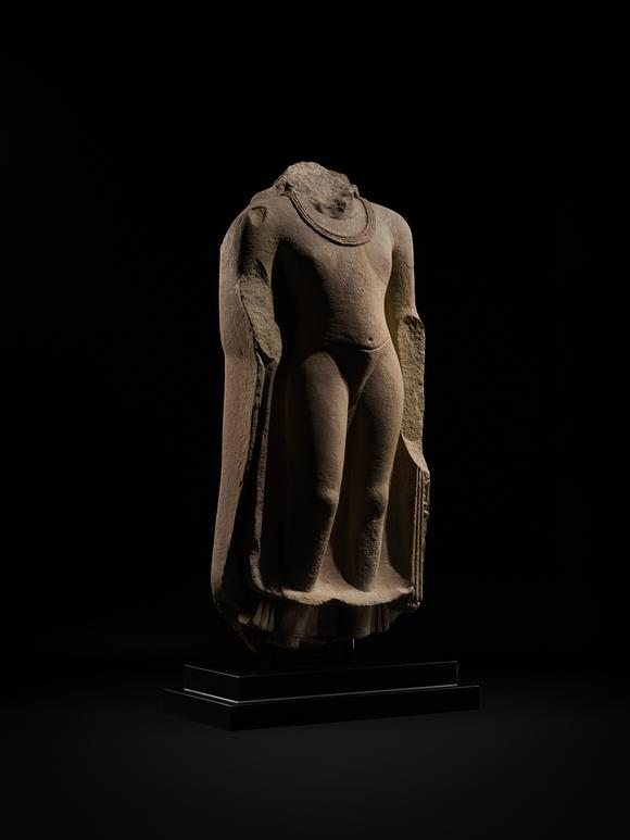 Galerie Zacke? A LARGE AND HIGHLY IMPORTANT CHUNAR SANDSTONE TORSO OF THE BUDDHA, SARNATH, GUPTA PERIOD, 5TH CENTURY