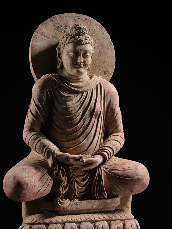 Galerie ZackeTHE MONUMENTAL AND HIGHLY IMPORTANT ‘KIENZLE’ STUCCO STATUE OF BUDDHA GANDHARA, PROBABLY HADDA, CIRCA 3RD-5TH CENTURY