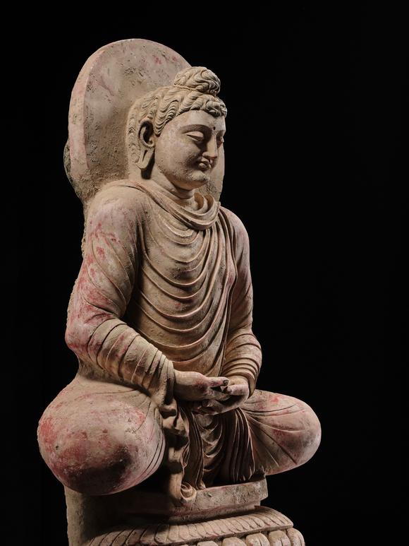 Galerie ZackeTHE MONUMENTAL AND HIGHLY IMPORTANT ‘KIENZLE’ STUCCO STATUE OF BUDDHA GANDHARA, PROBABLY HADDA, CIRCA 3RD-5TH CENTURY