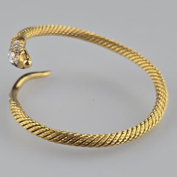 Auktionshaus BlankGoldarmreif in Schlangenform mit Diamantbesatz - Gelbgold 900/000, g