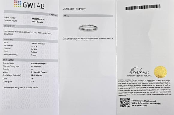Auktionshaus BlankFeines 14K-Tennisarmband - Wei?gold 585/000 (14 K.), ausgefasst mit