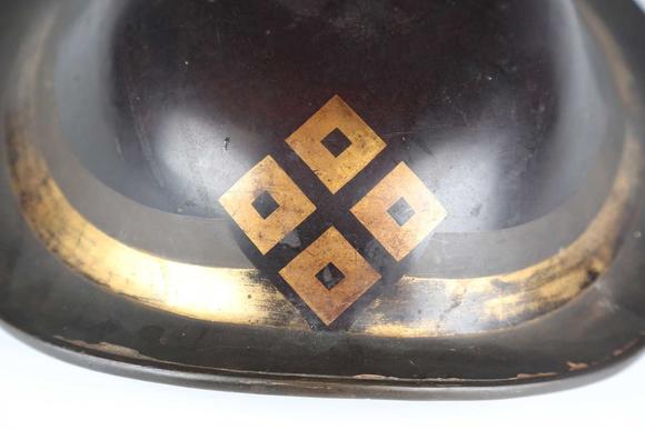 TooveysA Japanese wood composite jingasa, Edo period, of shaped bow