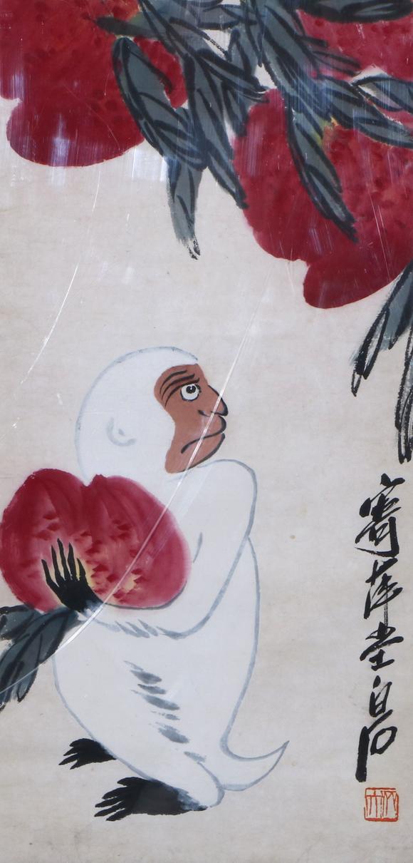 You Need齊白石 白猿獻(xiàn)壽圖 鏡框