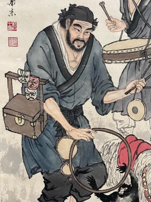 日本松町古美傅抱石 軟式三雄圖
