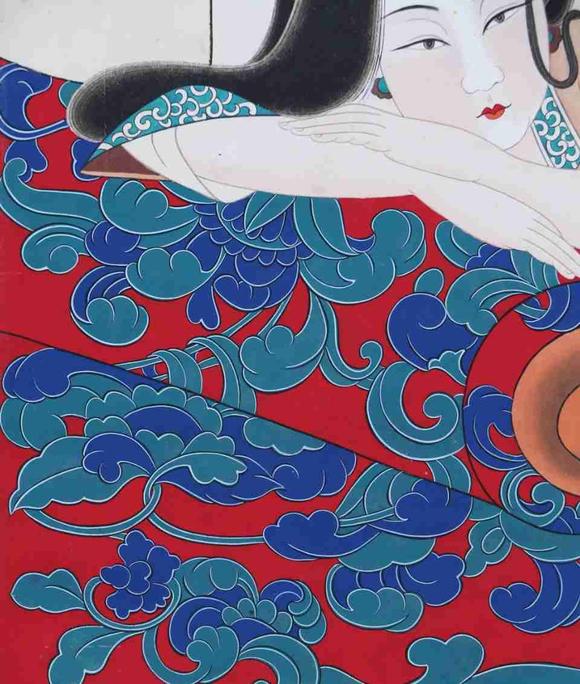 日本松町古美張大千 屏風(fēng)仕女圖