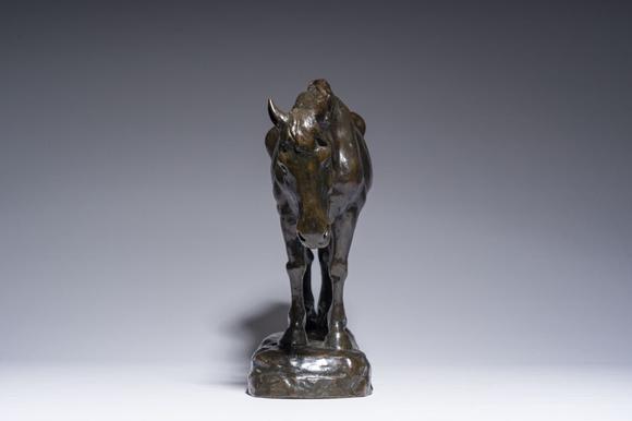 Coronari Auctions BVConstantin Emile Meunier (1831-1905): A mine horse, brown patinated bronze, foundry mark 'J. Petermann Fondeur Bruxelles', ca. 1890