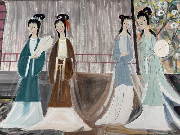 日本松町古美林風(fēng)眠 仕女圖