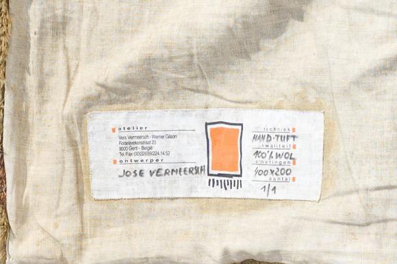 Coronari Auctions BVJose Vermeersch (1922-1997): An exceptional wall tapestry with figures and a dog on the beach, hand-tufted wool, ed. 1/1, dated (19)91