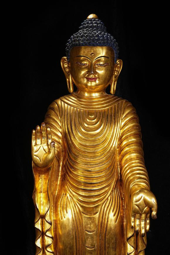 JUBAO HALL AUCTION HOUSE INCMing Dynasty Gilt-Bronze Standing Buddha Shakyamuni