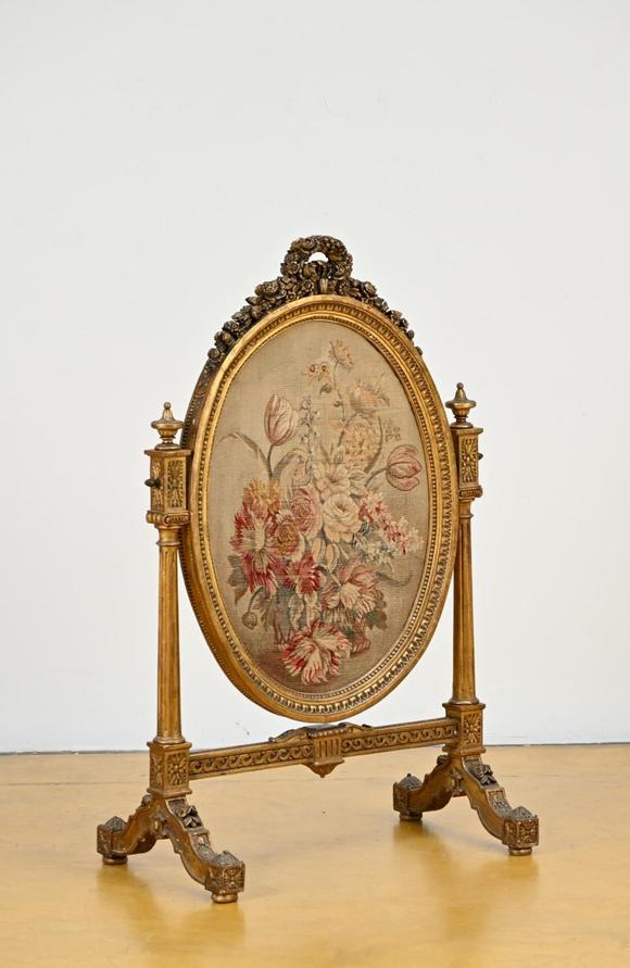 Loeckx AuctioneersGilded wood fire screen, Louis XVI style + Louis X…