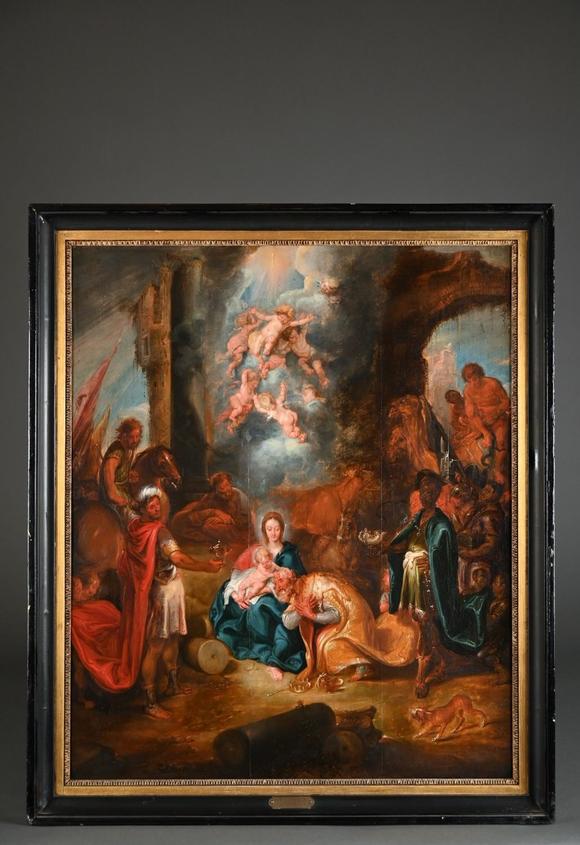 Loeckx AuctioneersSimon De Vos: painting (h/p) \'Adoration of the Mag…