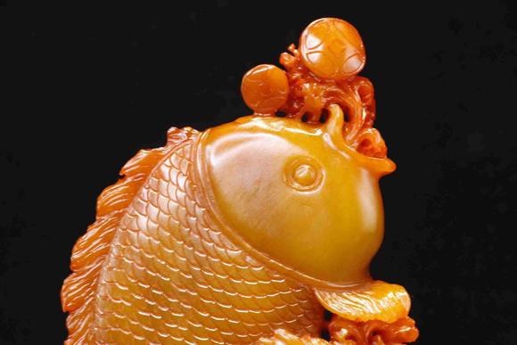 日本松町古美田黃石送財(cái)錦鯉
