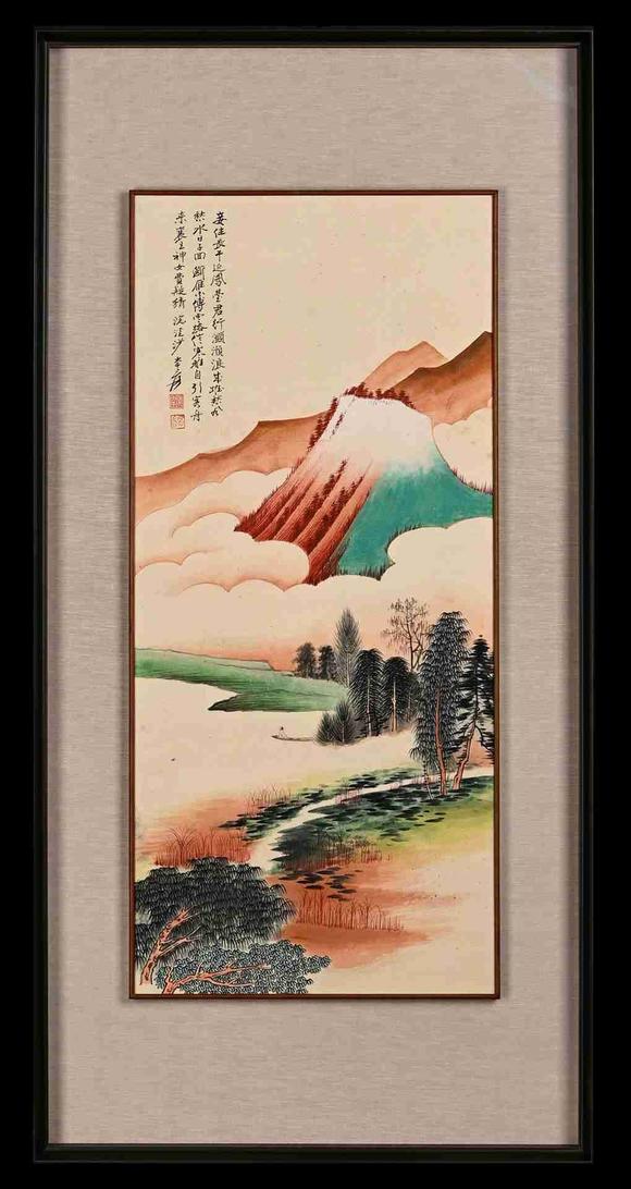 日本松町古美張大千 泊舟山水圖