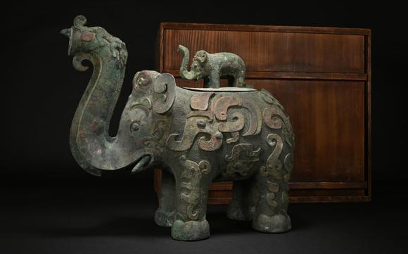 三杉美術(shù)殷商 青銅子母象尊