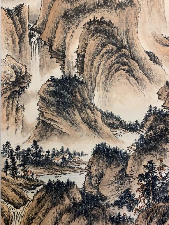 日本松町古美張大千 策杖行吟圖