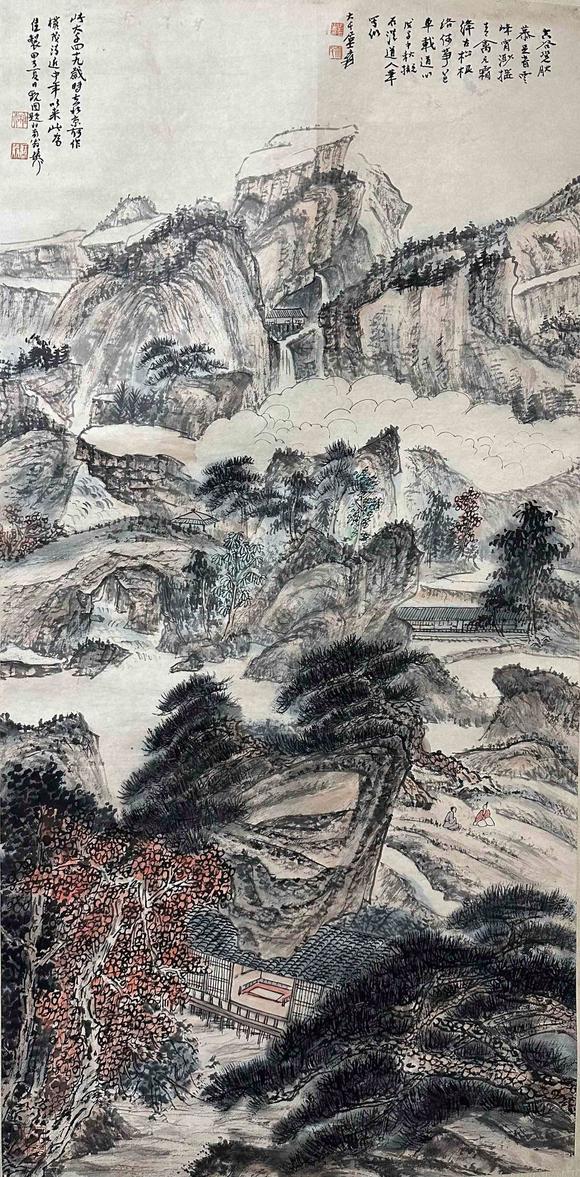 日本松町古美張大千 山水作品