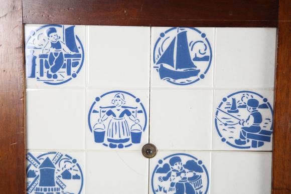 TooveysAn eighteen tile panel printed with a chinoiserie landscape, mid-20t