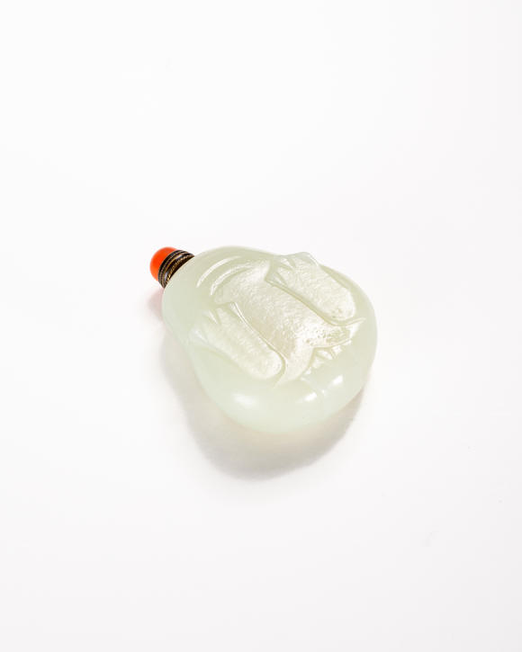 中鴻信清 白玉鼻煙壺一組陸件