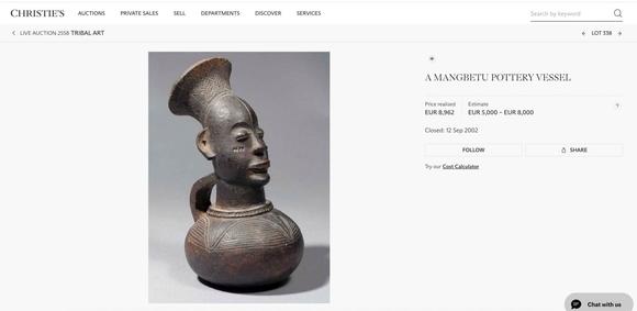 Apollo Art AuctionsDemocratic Republic of the Congo, Ca. early 20th century AD. >
A finely modelled terracotta vesse