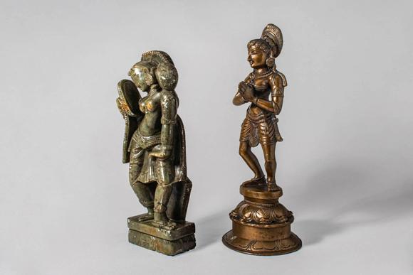 Apollo Art AuctionsCa. 19th-20th century AD.
A group comprising two figures: one bronze, depicting a standing female