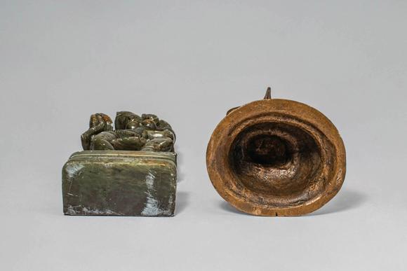 Apollo Art AuctionsCa. 19th-20th century AD.
A group comprising two figures: one bronze, depicting a standing female