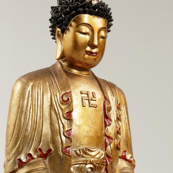 東京飛鳥(niǎo)清 木雕漆金如來(lái)像