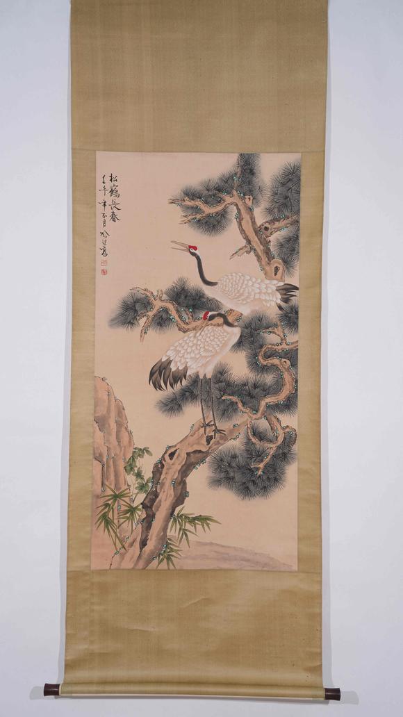 千葉大和喻繼高紙本松鶴長春圖畫