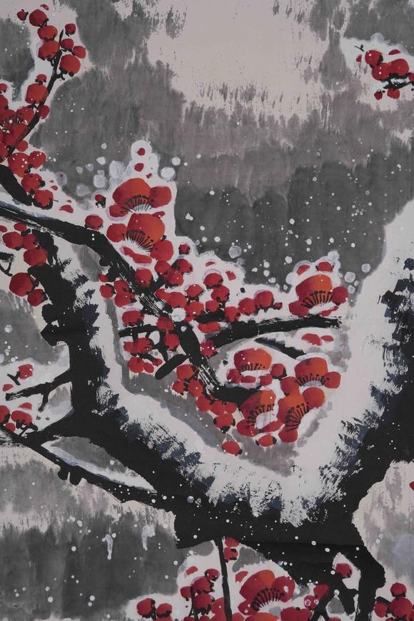 千葉大和王成喜紙本梅花圖畫(huà)