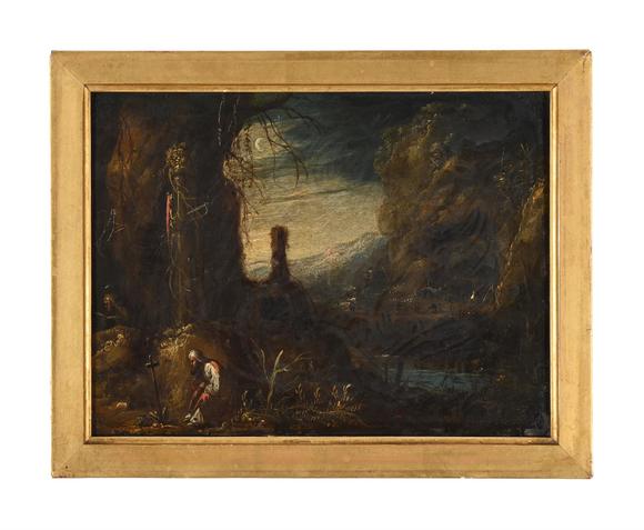 DreweattsROMBOUT VAN TROYEN (DUTCH CIRCA 1605-1650), PENITENT PRAYING IN A MOONLIT LANDSCAPE