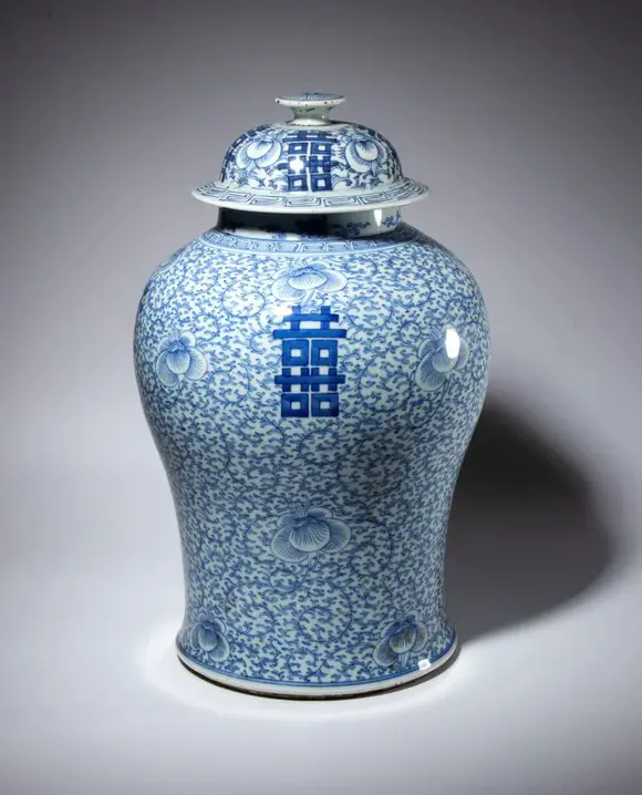 Bertolami Fine ArtA pair of large blue-painted potiches with lids. China, Republic period (1912-1949).