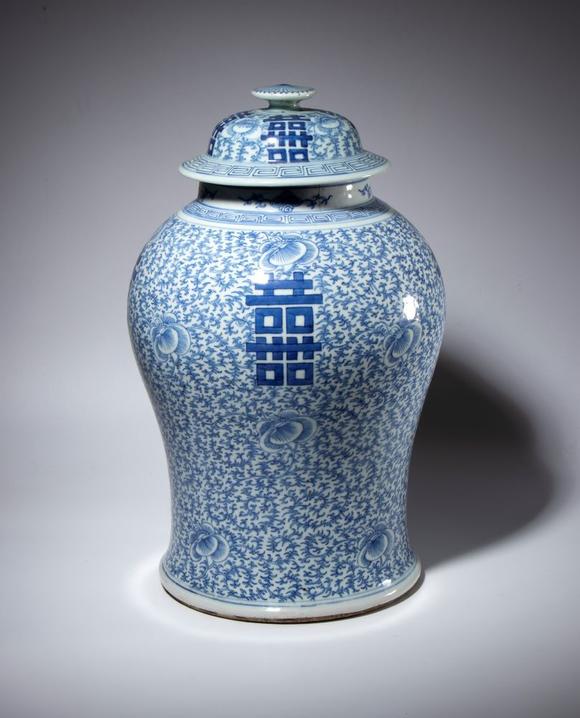 Bertolami Fine ArtA pair of large blue-painted potiches with lids. China, Republic period (1912-1949).
