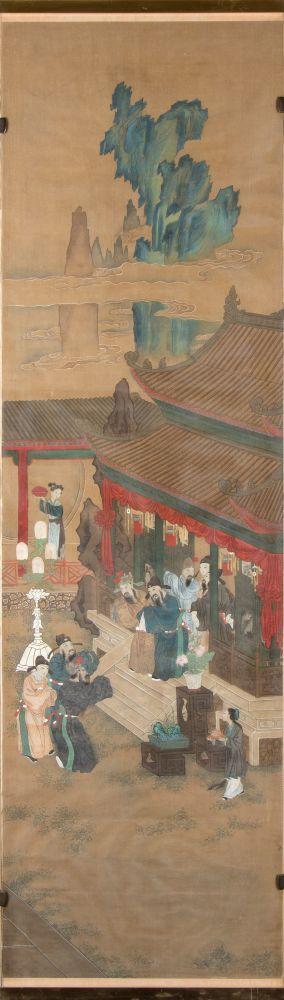 Bertolami Fine ArtAn important painting composed of twelve panels. Ink and colors on silk, China, Qing Dynasty (1644-1912).