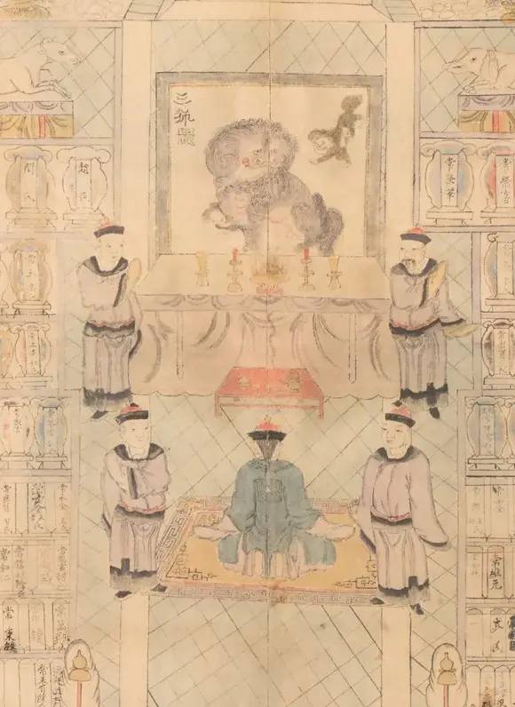 Bertolami Fine ArtLarge painting of Chinese ancestors, China, Qing dynasty (1644-1911), late 19th century