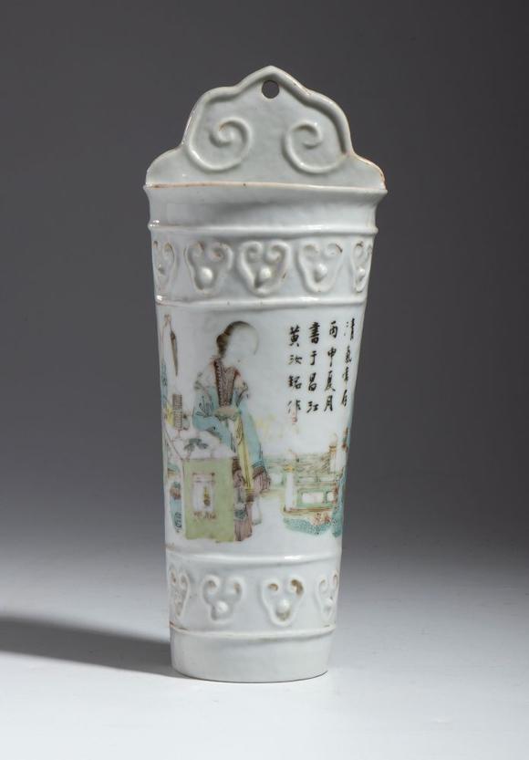 Bertolami Fine ArtPorcelain baguette holder with figure. China, Late Qing Dynasty (1644–1911).