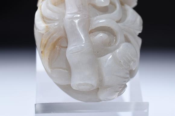 北京寶蘊(yùn)京白玉鴛鴦靈芝手把件
