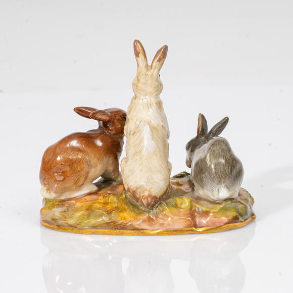 Auktionshaus StahlAugust Ringler (Kirchheim 1837 - Mei?en 1918). A Rabbit Group on a Terrestrial Base.