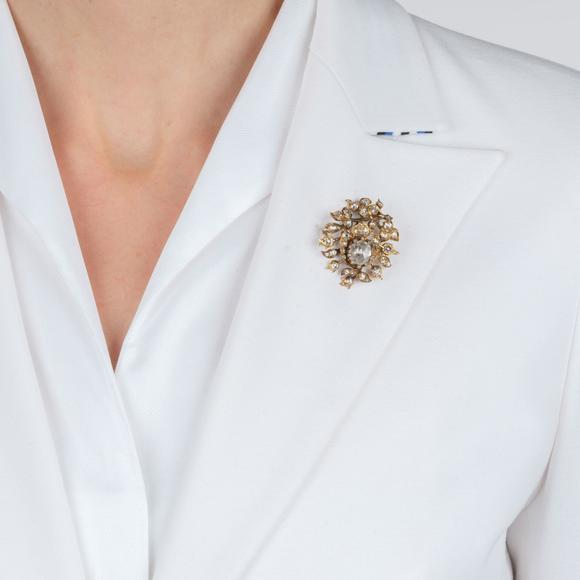 Auktionshaus StahlAntique rose diamond flower brooch.