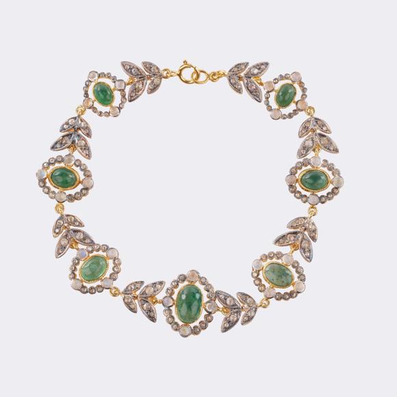 Auktionshaus StahlEmerald Diamond Bracelet with Floral Ornaments.