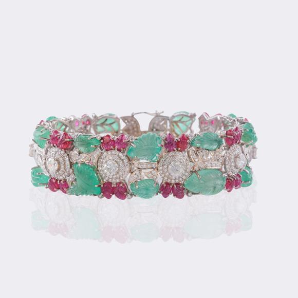 Auktionshaus StahlTutti Frutti Emerald Ruby Brilliant Bracelet.