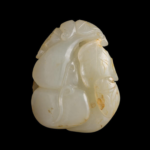 Oakridge Auction Gallery十九世紀(jì)或更晚 白玉葫蘆掛墜  A Chinese white jade hulu-form pendant