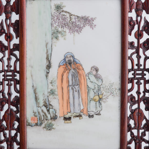 Oakridge Auction Gallery民國 劉希任粉彩人物瓷板  A Chinese famille rose porcelain plaque